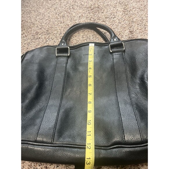 Cole Haan Large Black Travel Work Messenger Bag Leather Expandable Belt - Picture 15 of 16